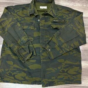 Polo Jeans Co. R. Lauren Camo Cotton Trucker Jacket Camouflage Army L